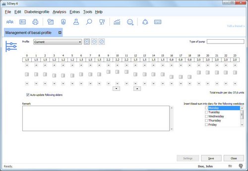 SiDiary - Diabetes Software - Basal profiles for pumpers SiDiary - Diabetes Software - Basal profiles for pumpers